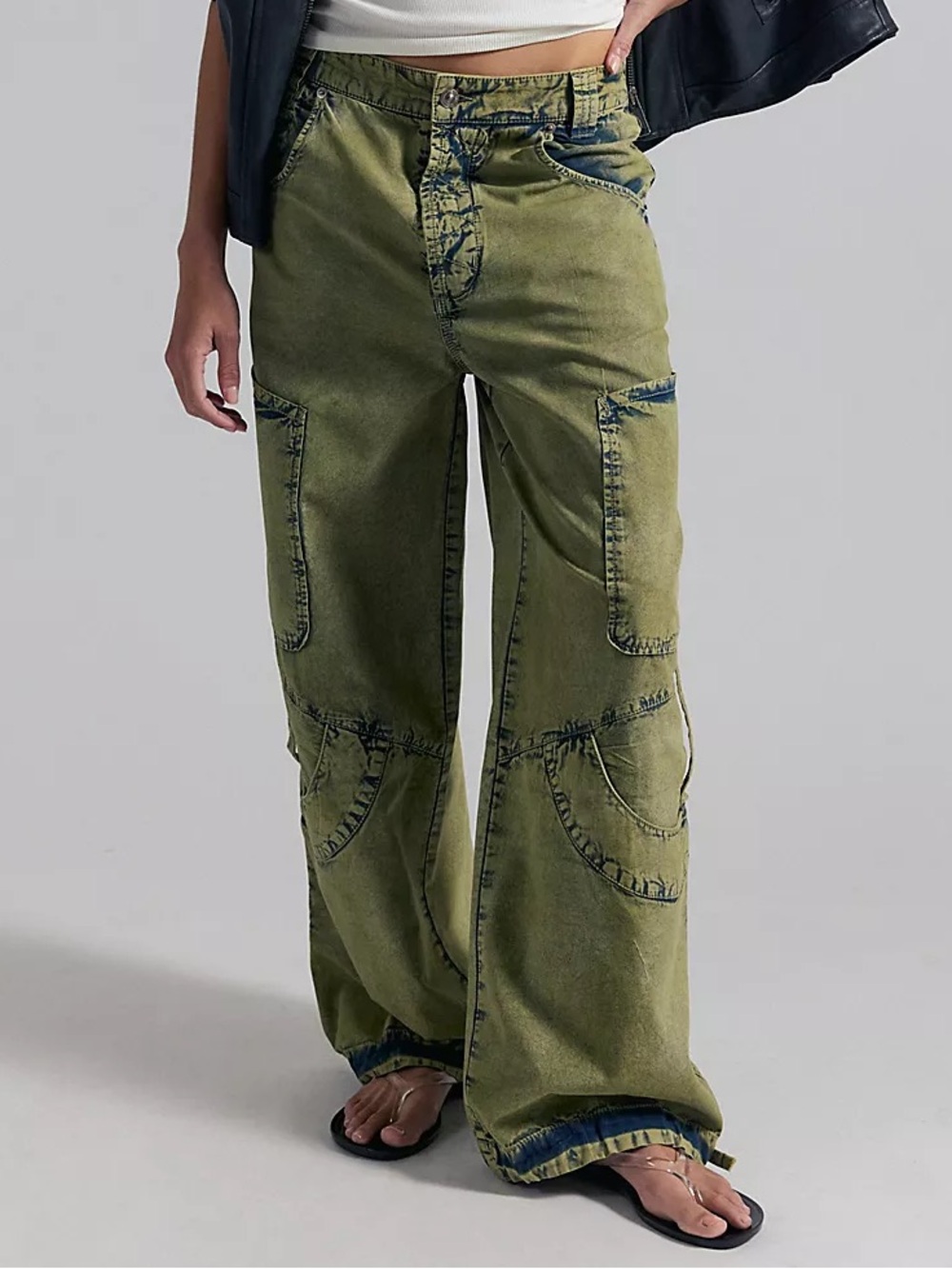 NWT FREE PEOPLE WE THE FREE Juniper Slouchy Cargo Pants | Green Combo $198 | 8